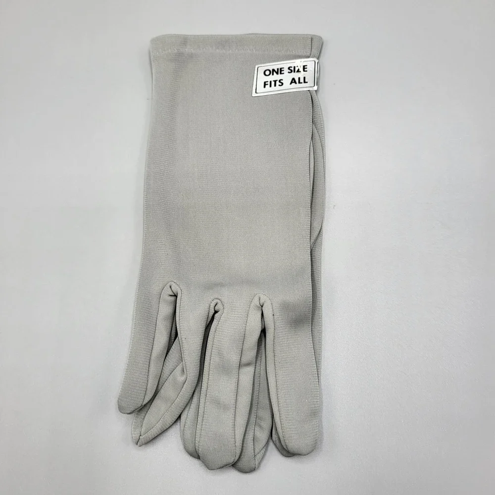 Vintage Dress Gloves Women One Size Stretch Formal Wrist Length Gray New